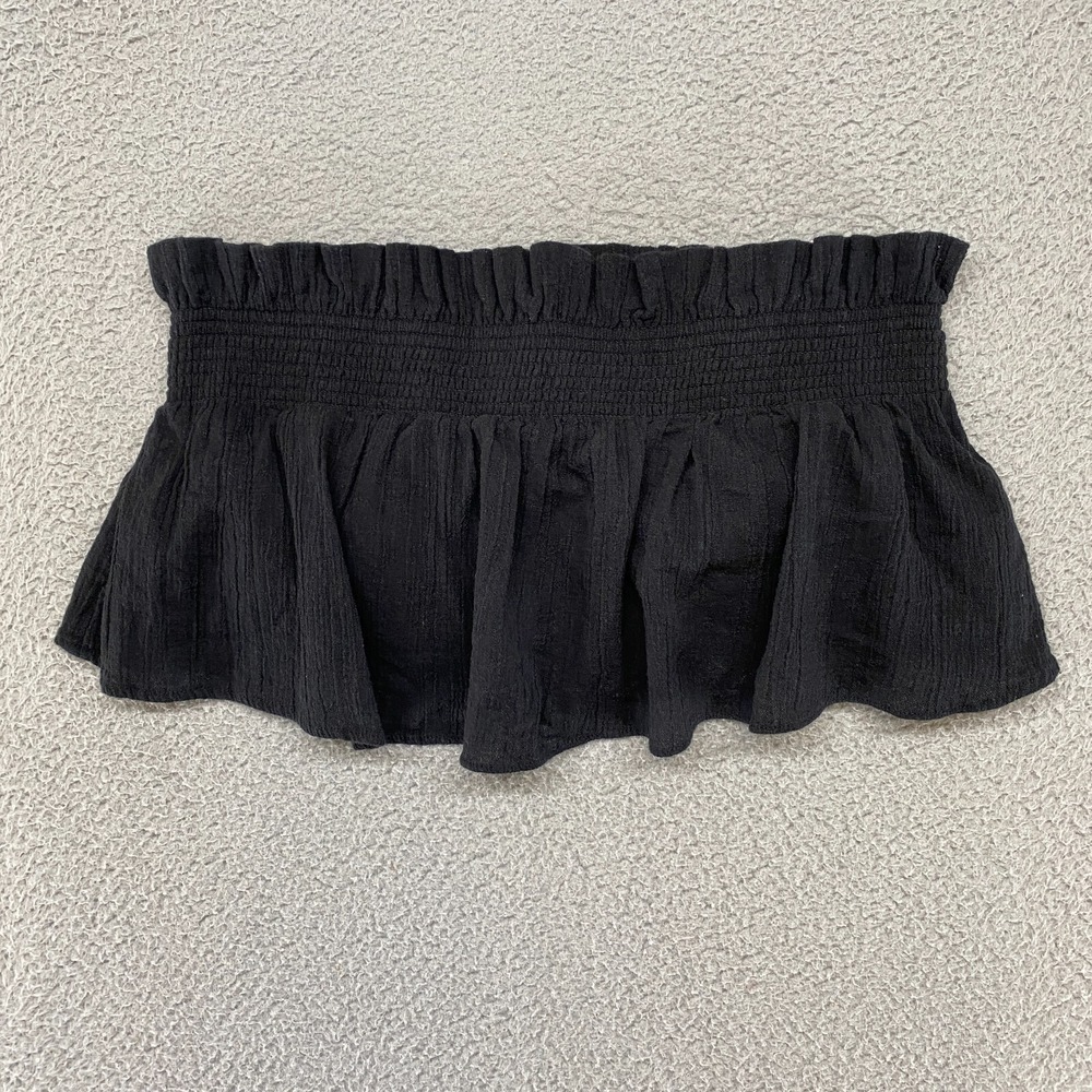 Free People‎ Crop Top Womens Small Smocked Strapless Sea Breeze Ruffle Tube Top